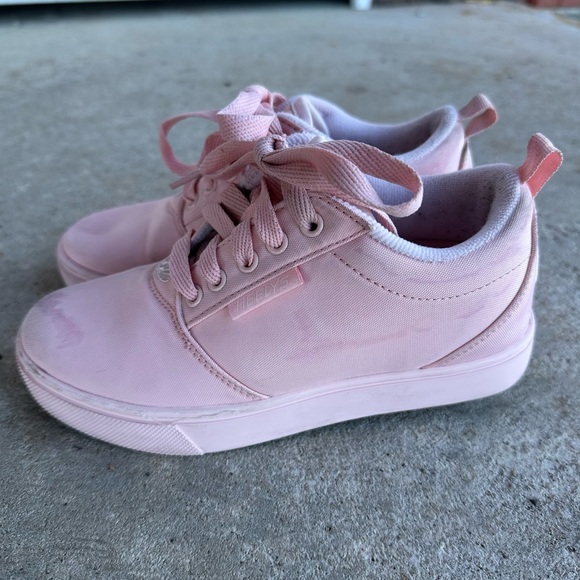 Kids Girls Light Pink Lace Up Heelys Sneakers Wheels Footwear Skate Shoes Youth2 - Picture 2 of 12